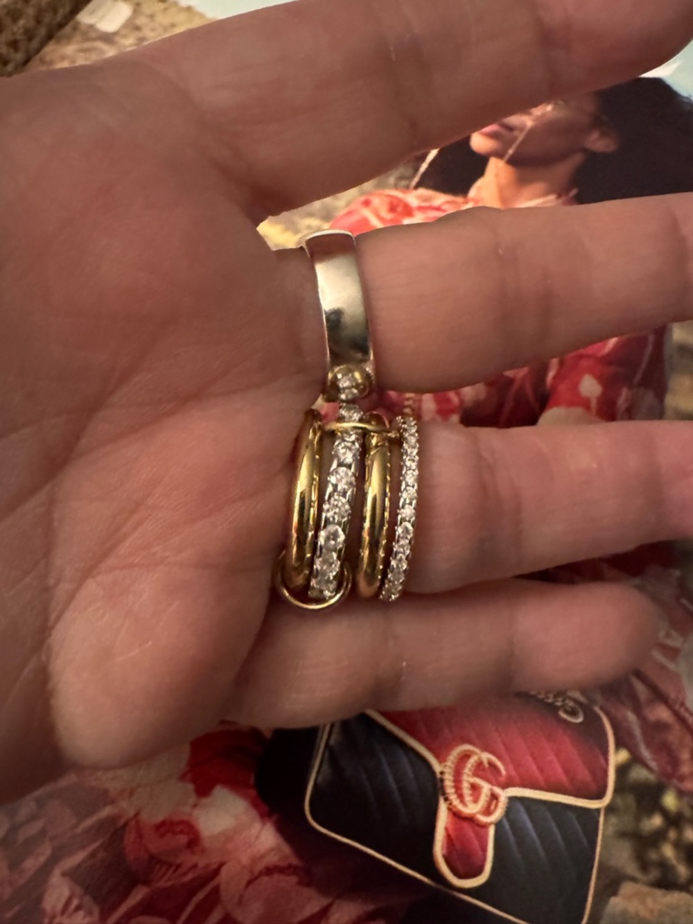 Elegant 18k gold-plated, stainless steel stack ring note;Band (Ring not Inc.) - Picture 2 of 3